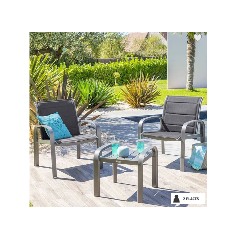 salon de jardin 2 et 4 places bleau canard ou graphite